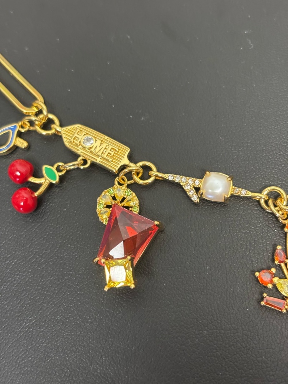 Kate Spade Multicolor Charm Bracelet with Green Bag Charm. NWT. 8” - Picture 7 of 9